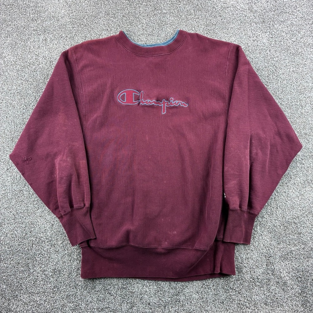 Vintage Champion Reverse Weave Sweatshirt Mens XL Maroon Cotton Made in USA